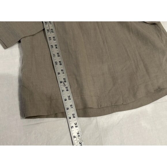 Robin Lane Womens Jacket Tan Linen Knee Length Sz 1 S Lagenlook Minimalist - Picture 5 of 11